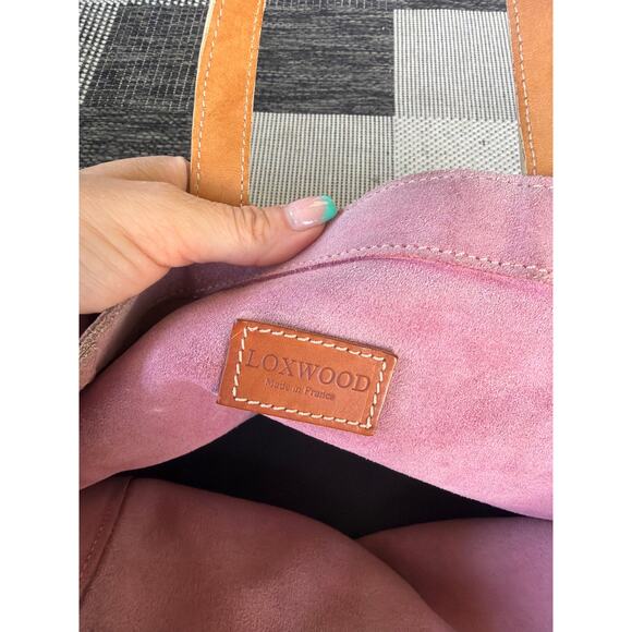 LOXWOOD Le Cabas Parisian Tote Bag Mauve Purple Tan Suede Handcrafted FRANCE - Picture 7 of 10